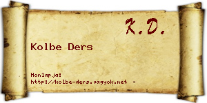 Kolbe Ders névjegykártya